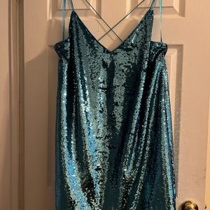 Teal Blue Sequin Dress